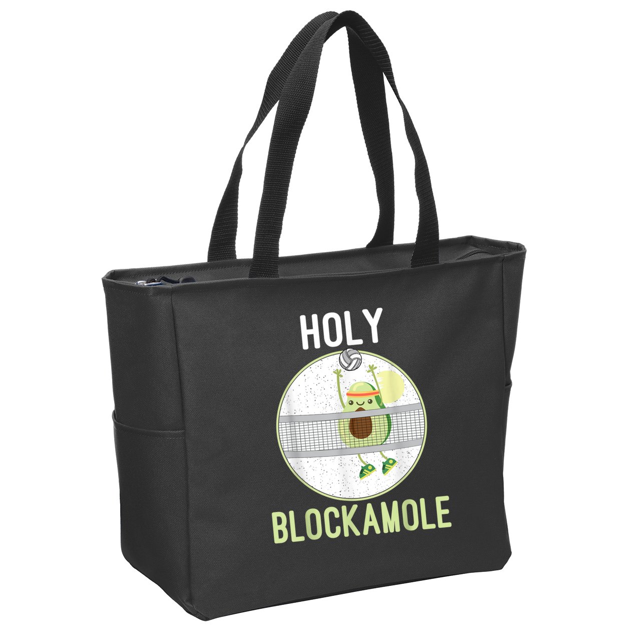 Holy Blockamole Funny Volleyball Block Avocado N Girls Zip Tote Bag