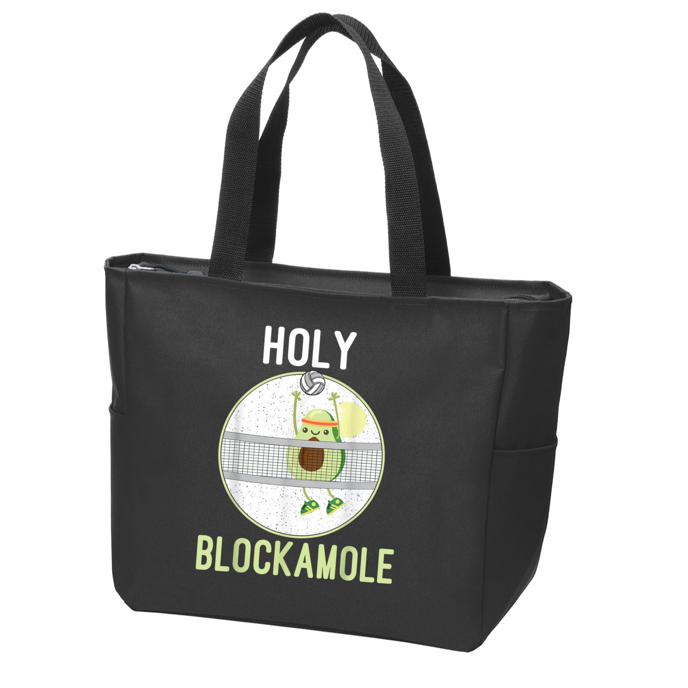 Holy Blockamole Funny Volleyball Block Avocado N Girls Zip Tote Bag
