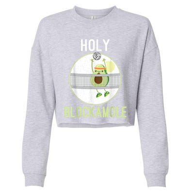 Holy Blockamole Funny Volleyball Block Avocado N Girls Cropped Pullover Crew