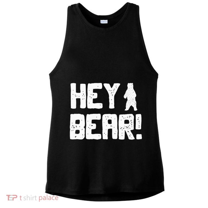 Hey Bear! Funny Hiking Outdoors Black Grizzly Bear Survival Ladies PosiCharge Tri-Blend Wicking Tank