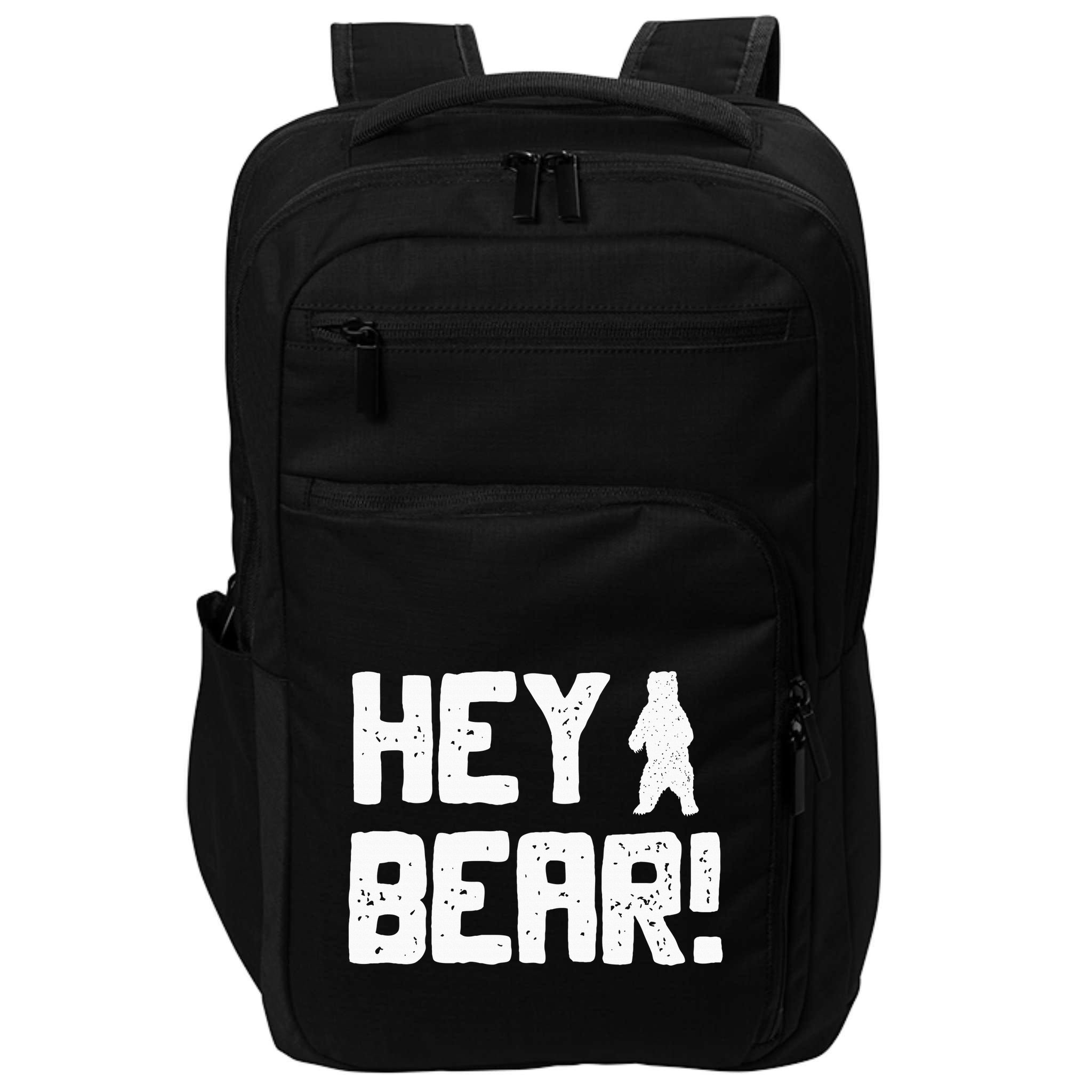 Hey Bear! Funny Hiking Outdoors Black Grizzly Bear Survival Impact Tech Backpack