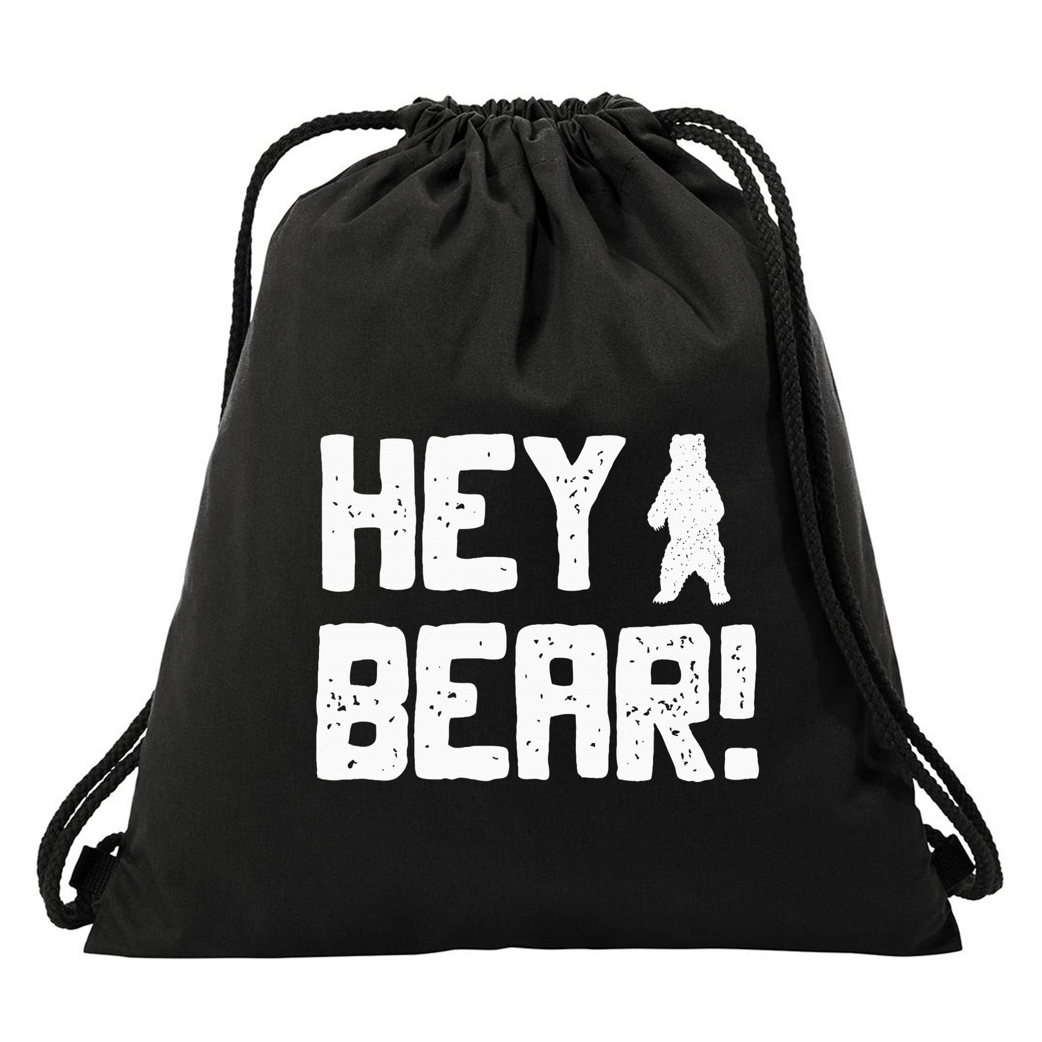 Hey Bear! Funny Hiking Outdoors Black Grizzly Bear Survival Drawstring Bag