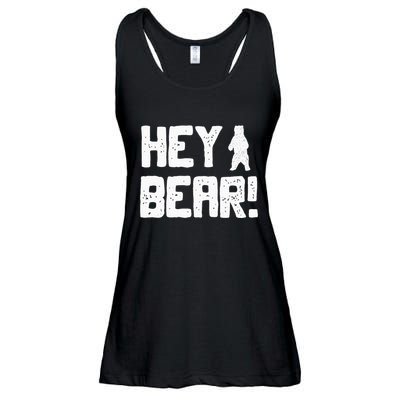 Hey Bear! Funny Hiking Outdoors Black Grizzly Bear Survival Ladies Essential Flowy Tank