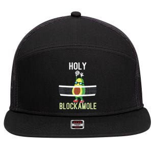 Holy Blockamole Funny Volleyball Block Avocado 7 Panel Mesh Trucker Snapback Hat