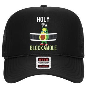 Holy Blockamole Funny Volleyball Block Avocado High Crown Mesh Back Trucker Hat