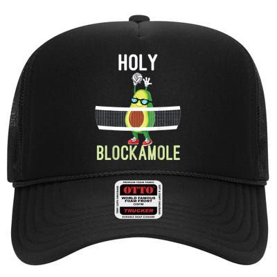 Holy Blockamole Funny Volleyball Block Avocado High Crown Mesh Back Trucker Hat