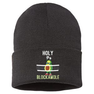 Holy Blockamole Funny Volleyball Block Avocado Sustainable Knit Beanie