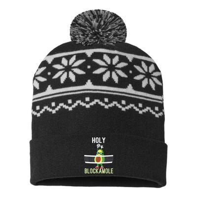 Holy Blockamole Funny Volleyball Block Avocado USA-Made Snowflake Beanie