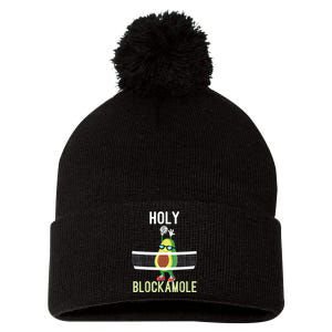 Holy Blockamole Funny Volleyball Block Avocado Pom Pom 12in Knit Beanie