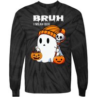 Halloween Bruh Ghost Boo Skull Pumpkin Tie-Dye Long Sleeve Shirt