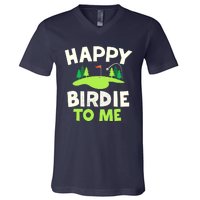 Happy Birdie Golfer Funny Golf Birthday Gift V-Neck T-Shirt