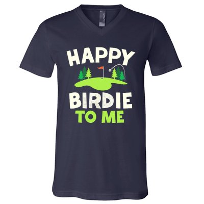 Happy Birdie Golfer Funny Golf Birthday Gift V-Neck T-Shirt