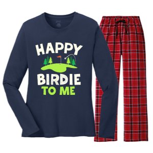 Happy Birdie Golfer Funny Golf Birthday Gift Women's Long Sleeve Flannel Pajama Set 