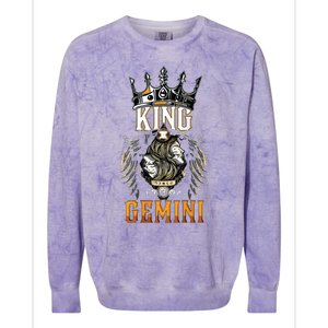 Happy Birthday Gemini King Black King Zodiac Birthday Colorblast Crewneck Sweatshirt