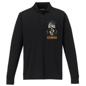 Happy Birthday Gemini King Black King Zodiac Birthday Performance Long Sleeve Polo