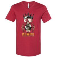 Happy Birthday Gemini King Black King Zodiac Birthday V-Neck T-Shirt