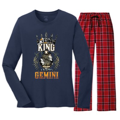 Happy Birthday Gemini King Black King Zodiac Birthday Women's Long Sleeve Flannel Pajama Set 