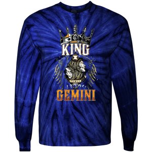 Happy Birthday Gemini King Black King Zodiac Birthday Tie-Dye Long Sleeve Shirt