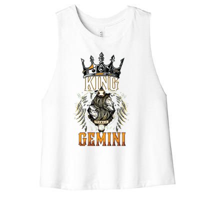 Happy Birthday Gemini King Black King Zodiac Birthday Women's Racerback Cropped Tank