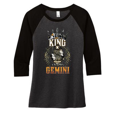 Happy Birthday Gemini King Black King Zodiac Birthday Women's Tri-Blend 3/4-Sleeve Raglan Shirt