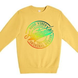 Huntington Beach Good Vibes Original Design Premium Crewneck Sweatshirt