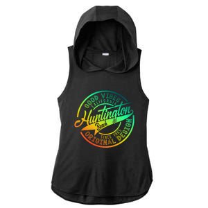 Huntington Beach Good Vibes Original Design Ladies PosiCharge Tri-Blend Wicking Draft Hoodie Tank