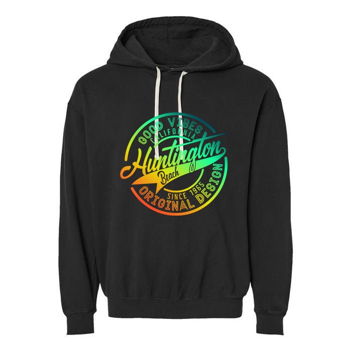 Huntington Beach Good Vibes Original Design Garment-Dyed Fleece Hoodie