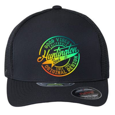 Huntington Beach Good Vibes Original Design Flexfit Unipanel Trucker Cap