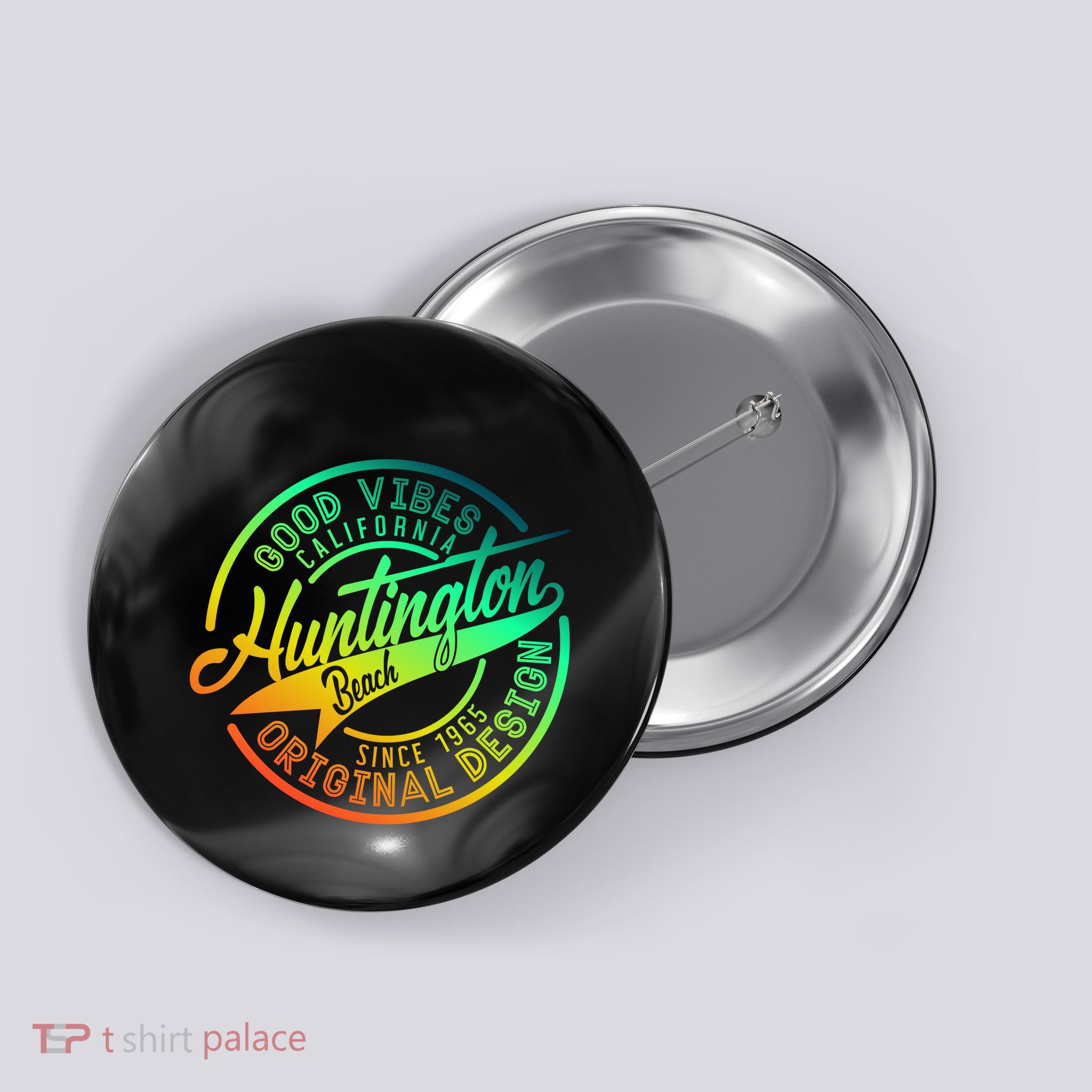 Huntington Beach Good Vibes Original Design Button