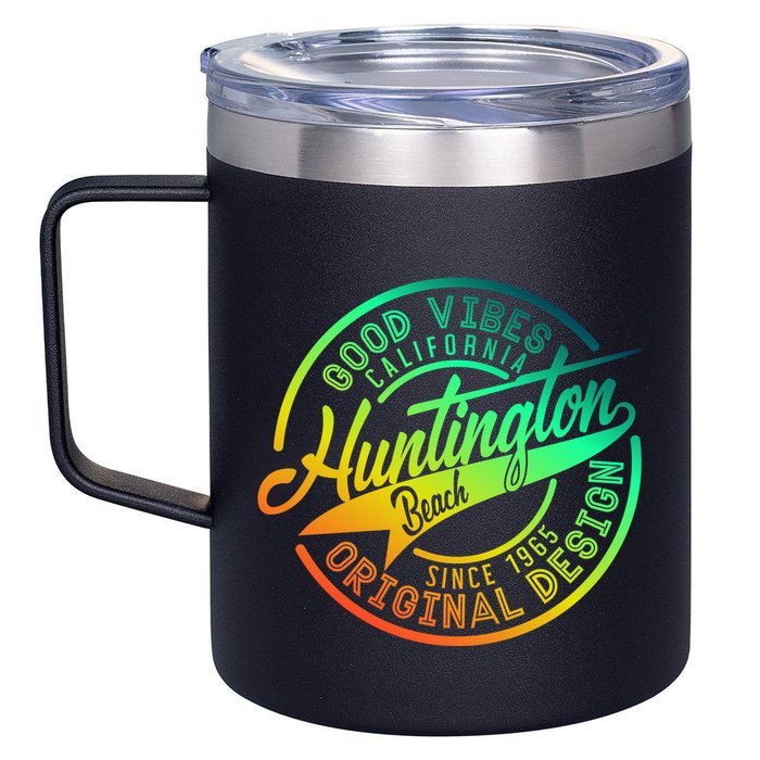 Huntington Beach Good Vibes Original Design 12oz Stainless Steel Coffee Mug