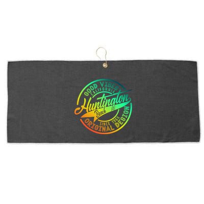 Huntington Beach Good Vibes Original Design Large Microfiber Waffle Golf Towel