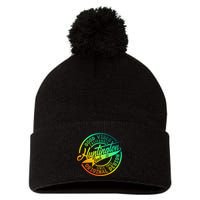 Huntington Beach Good Vibes Original Design Pom Pom 12in Knit Beanie