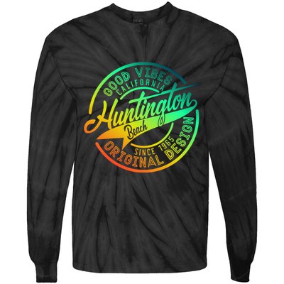 Huntington Beach Good Vibes Original Design Tie-Dye Long Sleeve Shirt