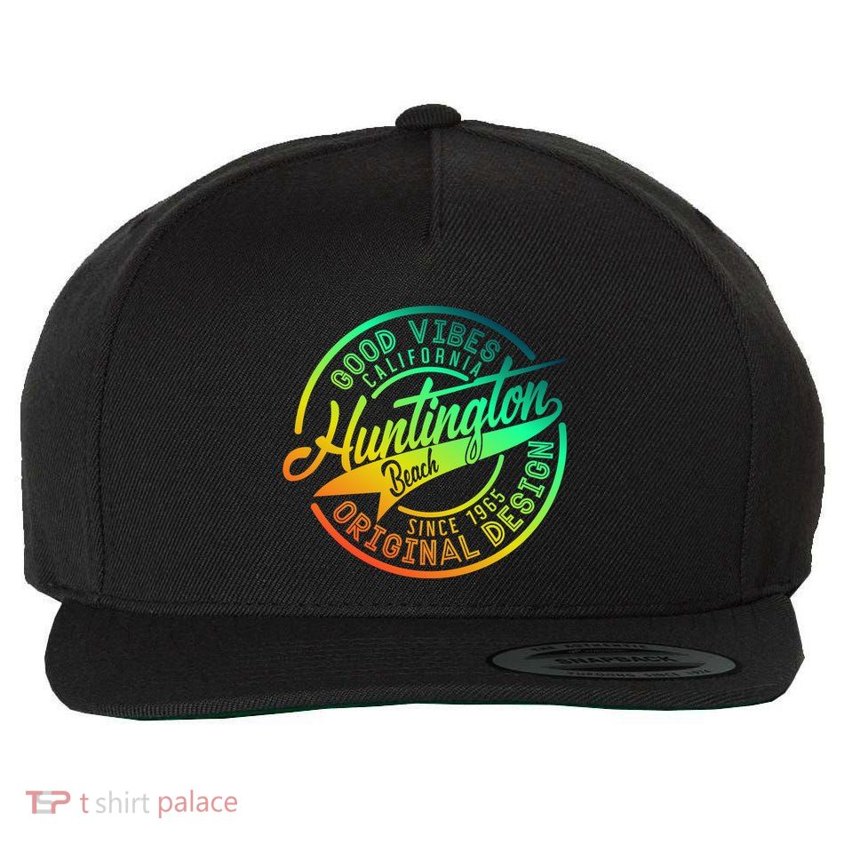 Huntington Beach Good Vibes Original Design Wool Snapback Cap