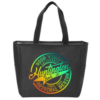 Huntington Beach Good Vibes Original Design Zip Tote Bag