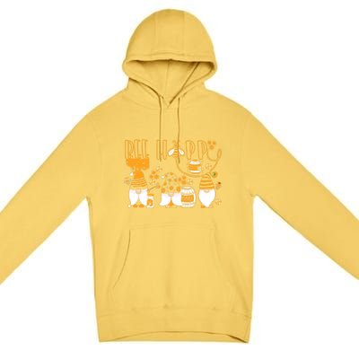 Happy Bee Gnome Honey Lover Beekeeping Gift Premium Pullover Hoodie