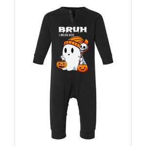 Halloween Bruh Ghost Boo Skull Pumpkin Gift Infant Fleece One Piece