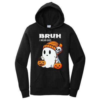 Halloween Bruh Ghost Boo Skull Pumpkin Gift Women's Pullover Hoodie