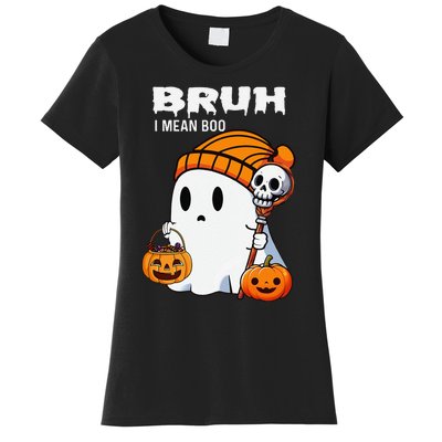 Halloween Bruh Ghost Boo Skull Pumpkin Gift Women's T-Shirt