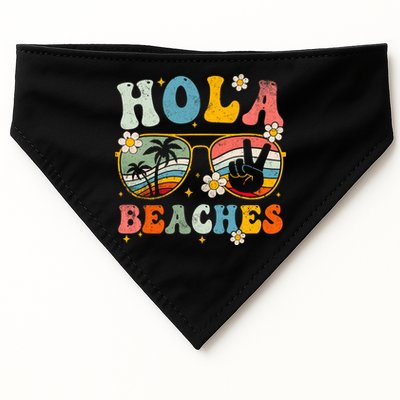 Hola Beaches Groovy Retro Funny Beach Vacation Summer USA-Made Doggie Bandana