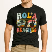 Hola Beaches Groovy Retro Funny Beach Vacation Summer Cooling Performance Crew T-Shirt
