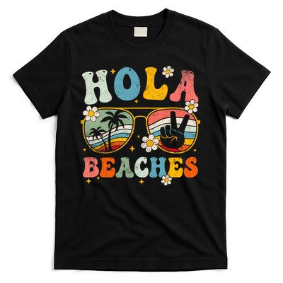 Hola Beaches Groovy Retro Funny Beach Vacation Summer T-Shirt