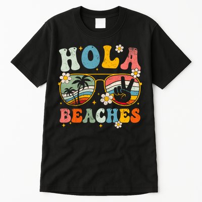 Hola Beaches Groovy Retro Funny Beach Vacation Summer Tall T-Shirt