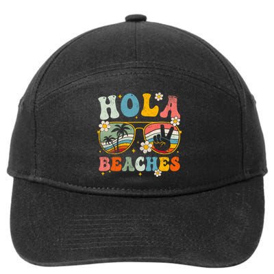 Hola Beaches Groovy Retro Funny Beach Vacation Summer 7-Panel Snapback Hat