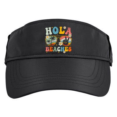Hola Beaches Groovy Retro Funny Beach Vacation Summer Adult Drive Performance Visor