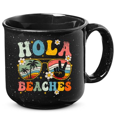 Hola Beaches Groovy Retro Funny Beach Vacation Summer 15oz Campfire Ceramic Mug