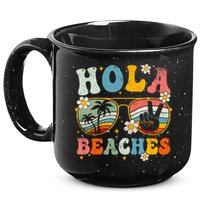 Hola Beaches Groovy Retro Funny Beach Vacation Summer 15oz Campfire Ceramic Mug