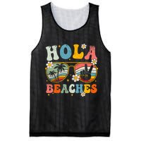 Hola Beaches Groovy Retro Funny Beach Vacation Summer Mesh Reversible Basketball Jersey Tank