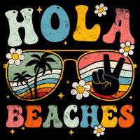 Hola Beaches Groovy Retro Funny Beach Vacation Summer Cooling Performance Long Sleeve Crew