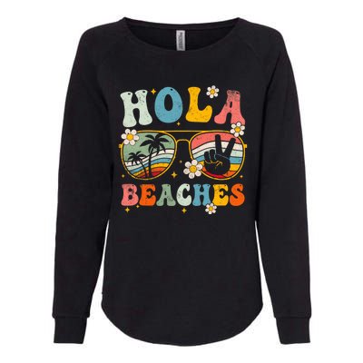 Hola Beaches Groovy Retro Funny Beach Vacation Summer Womens California Wash Sweatshirt